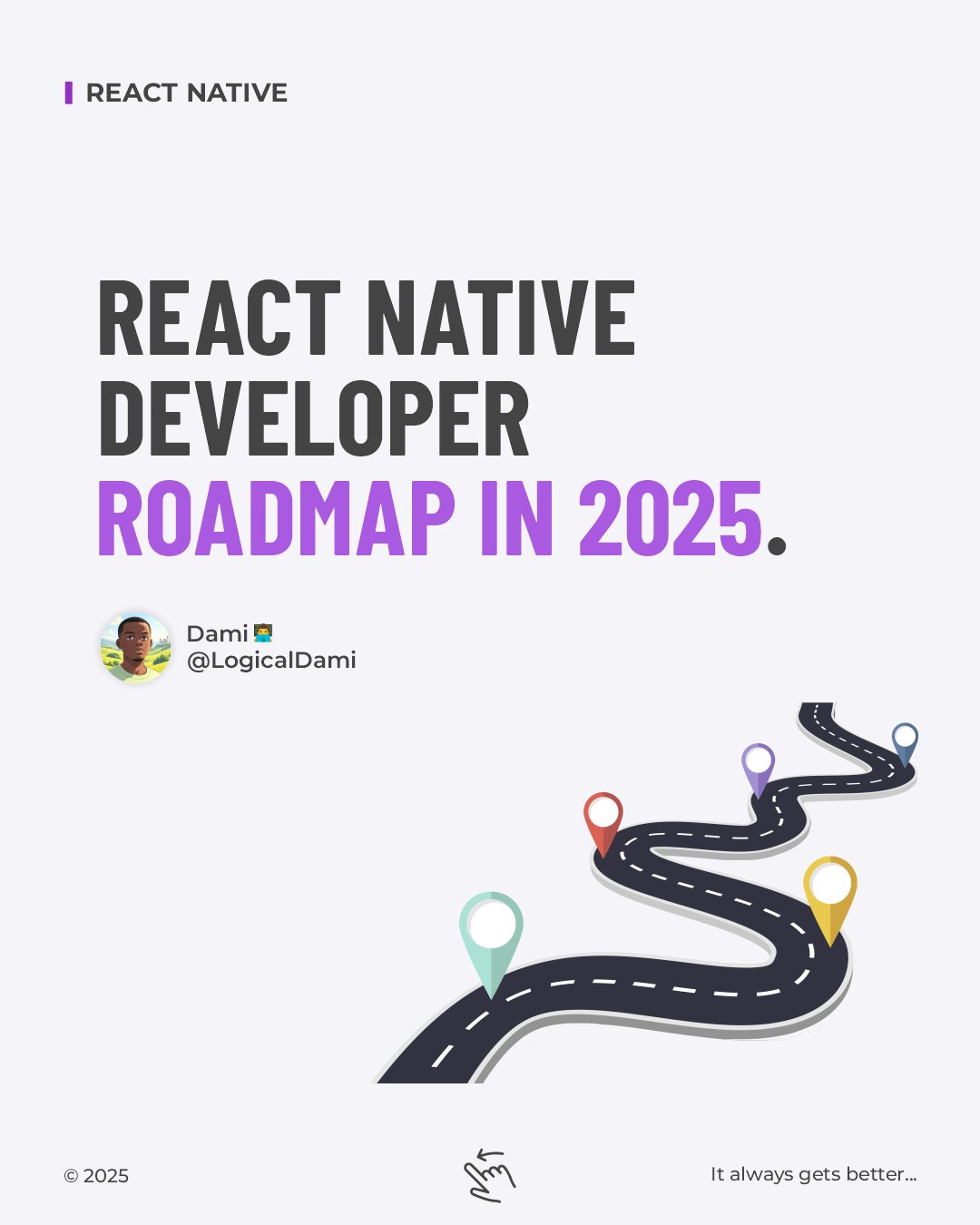 LogicalDami's tweet card. React Native Developer Roadmap — Cover Photo