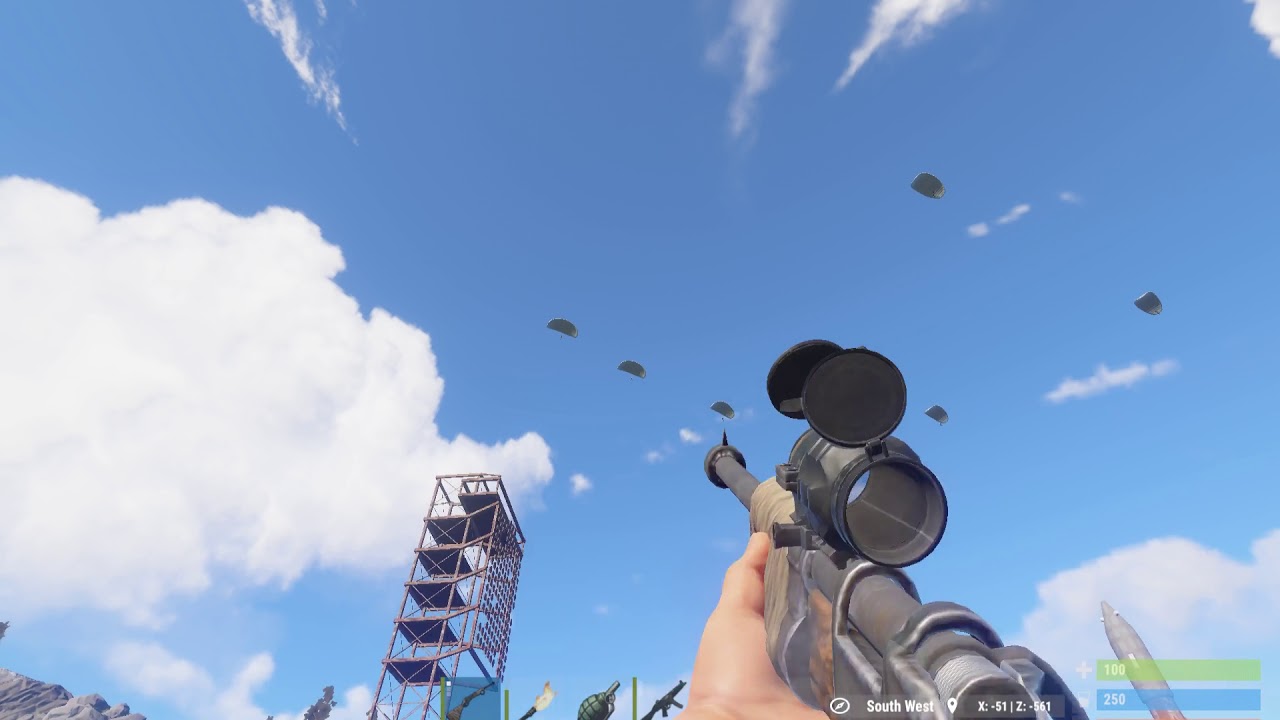 RustPlusServer's tweet card. BotSpawn parachutes test