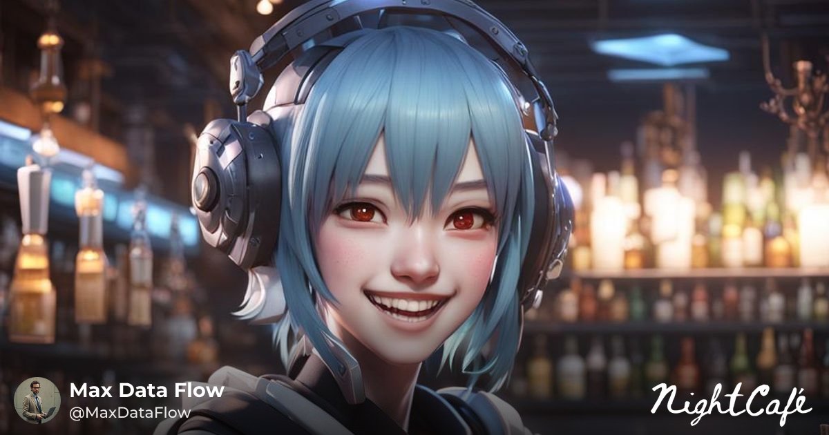 MaxDataFlow's tweet card. Creation: "the most funny half-human half- robot smile face ..." by Max Data Flow