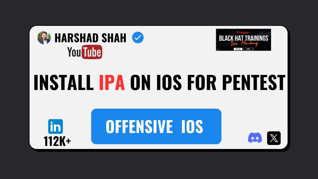 harshad_hacker's tweet card. Install IPA files on iOS for Pentesting | Offensive iOS Exploitation...
