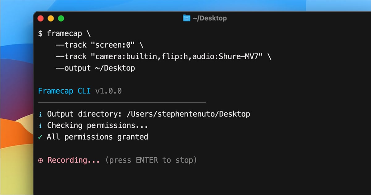 steve_tenuto's tweet card. Built for Apple silicon, Framecap delivers perfect frame synchronization and uses minimal system resources. Capture multiple tracks at once without dropped frames or audio drift.
