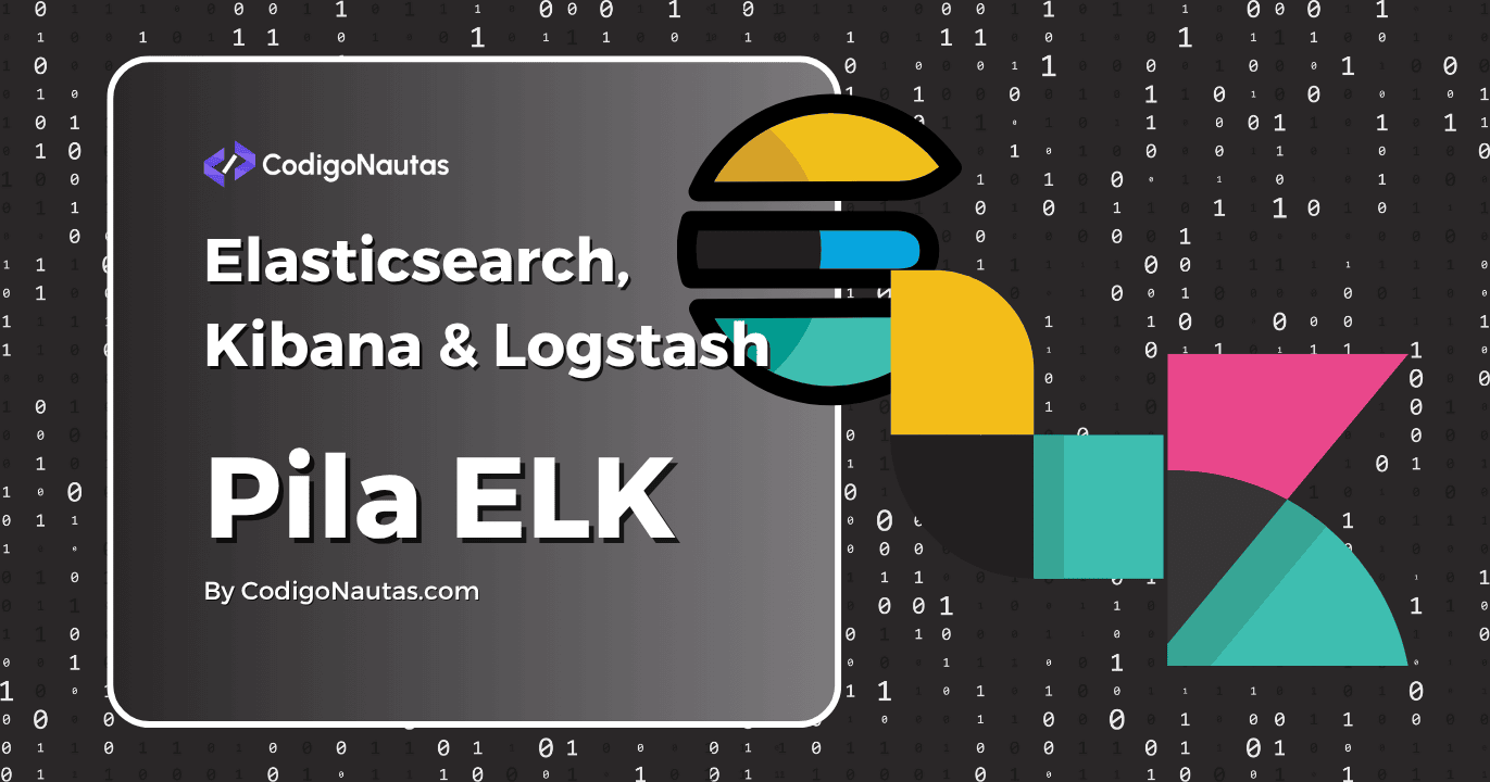 CodigoNautas's tweet card. Descubre qué es la pila ELK y cómo Elasticsearch, Logstash y Kibana te ayudan a procesar logs. Aprende a centralizar y analizar datos de tus apps.