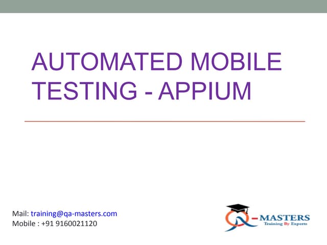 qamasters's tweet card. Appium tutorial| Appium Training