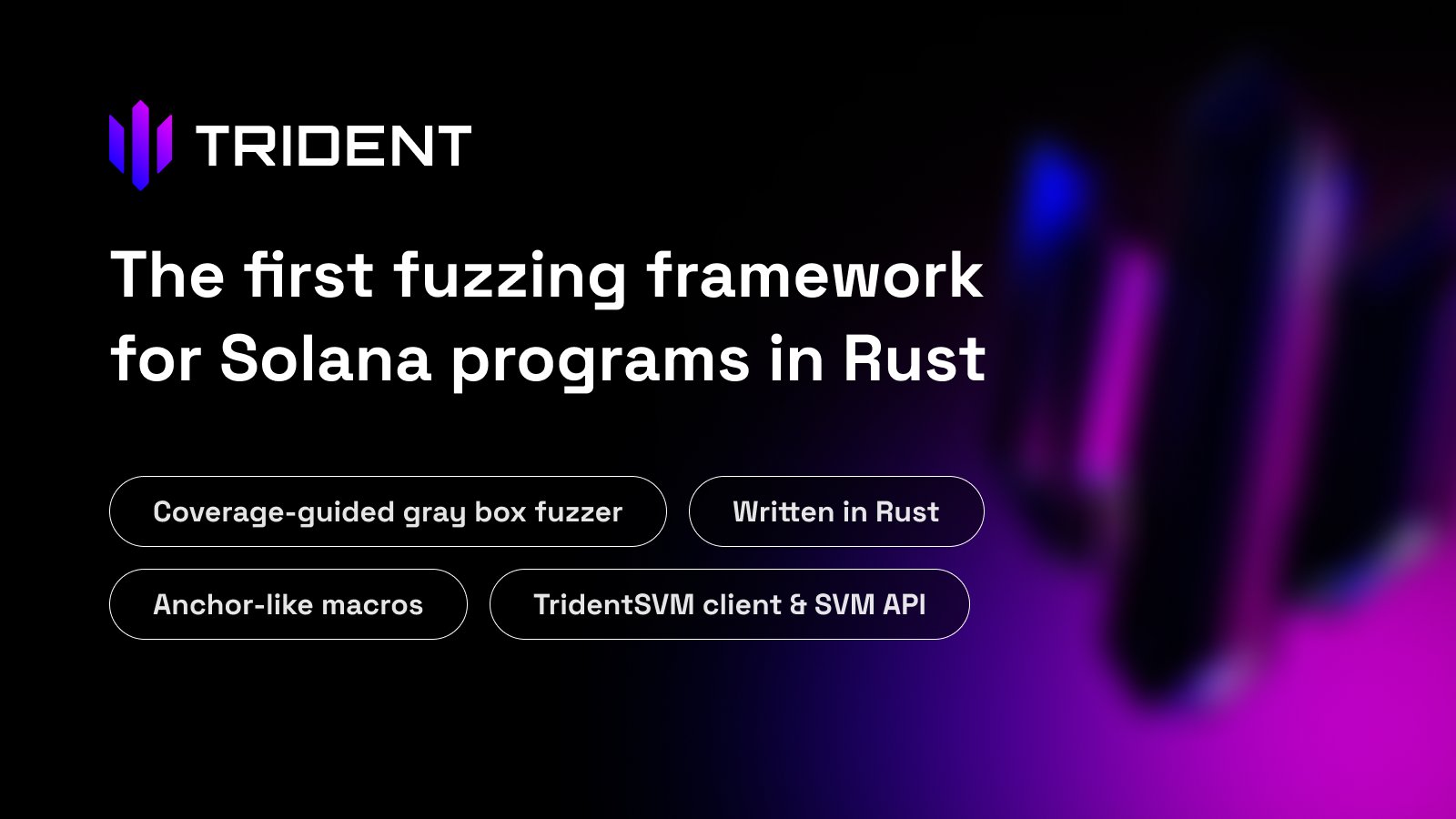 TridentSolana's tweet card. Start using Trident to prevent vulnerabilities in your Solana programs and ship secure code to production faster. Created by Ackee Blockchain Security.