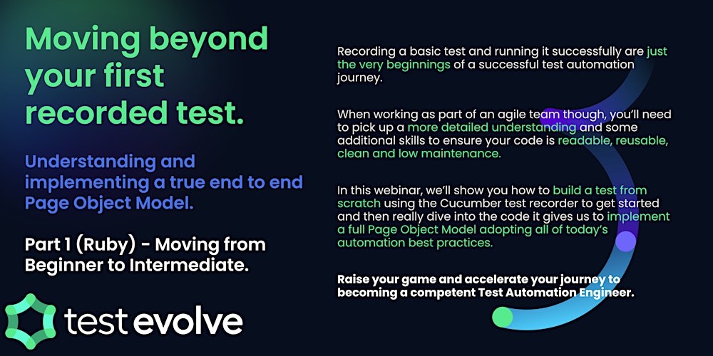 kush4testing's tweet card. Understanding and implementing a true end to end Page Object Model - Part 1 (Ruby) - Moving from Beginner to Intermediate.