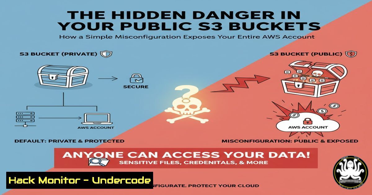 UndercodeUpdate's tweet card. The Hidden Danger in Your Public S3 Buckets: How a Simple Misconfiguration Exposes Your Entire AWS Account - "Undercode Testing": Monitor hackers like a pro.