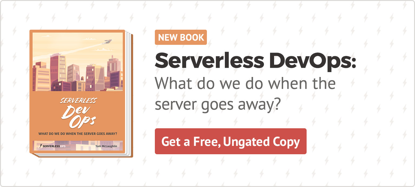 ServerlessOpsIO's tweet card. We've released the Serverless DevOps series as a free downloadable ebook! This comprehensive 80-page book describes the future of operations as more organizations go serverless. Whether you're an...