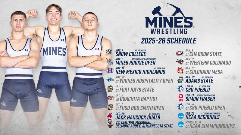 MinesAthletics's tweet card. Colorado School of Mines wrestling has set its 2025-26 schedule as the Orediggers defend their 2025 Rocky Mountain Athletic Conference championship.