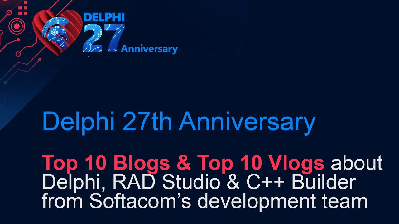 DelphiDevelop's tweet card. Delphi 27th Anniversary. Top 10 Delphi blogs and Top 10 Delphi vlogs...