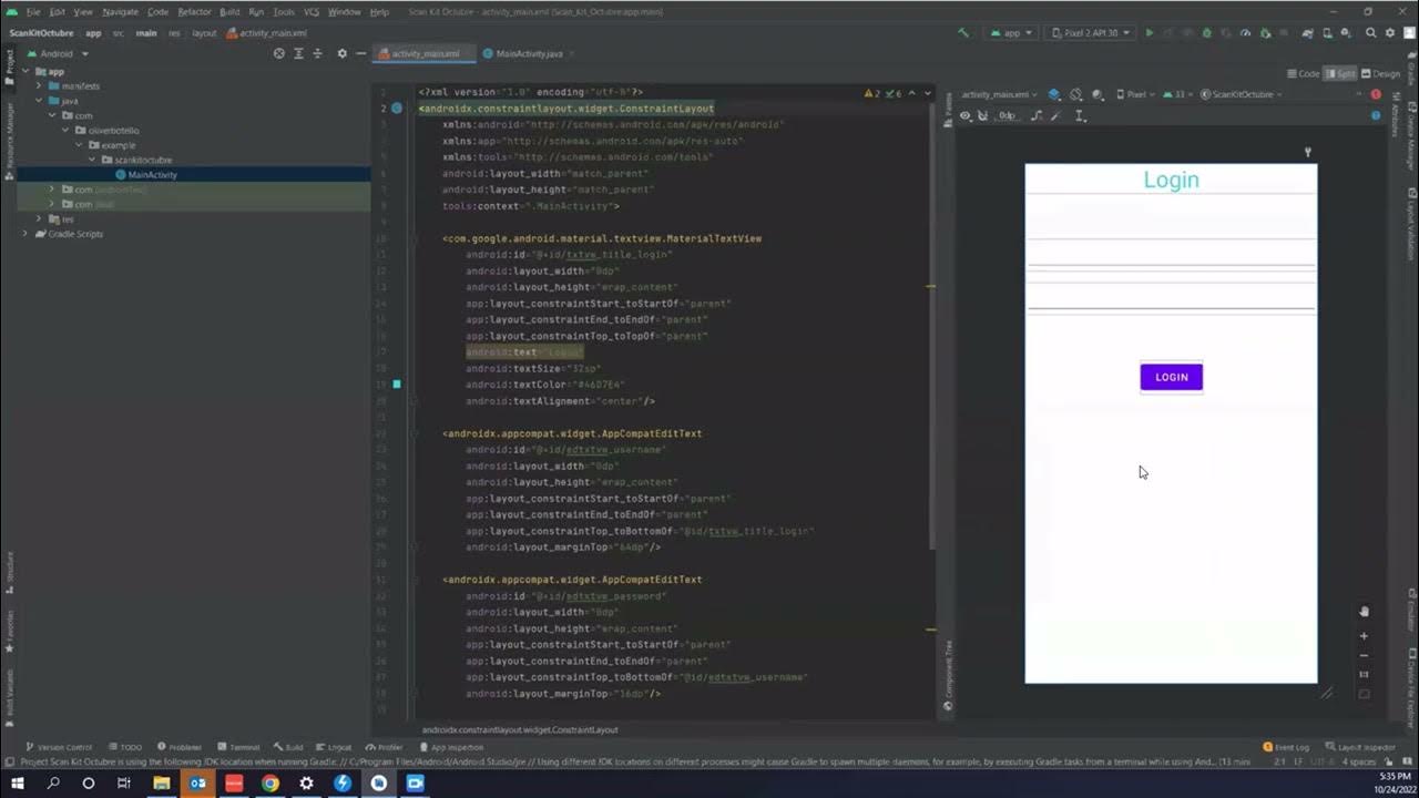 HuaweiDevLATAM's tweet card. Android fundamentals: Pantalla básica de login con constraint layout