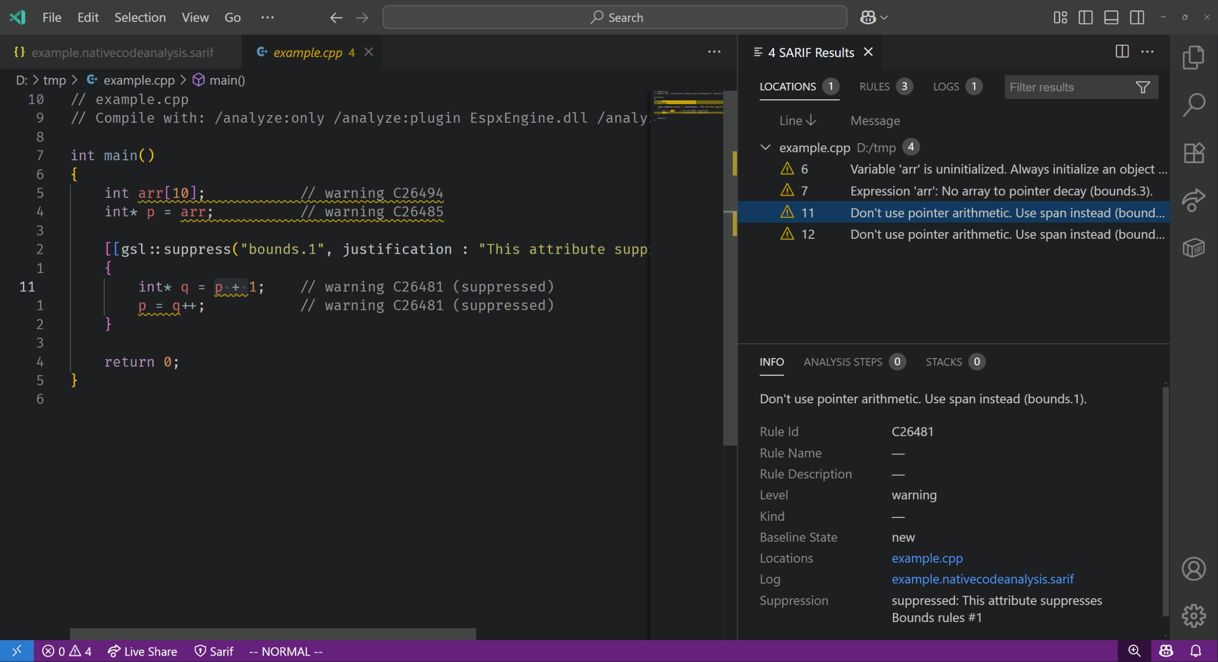 visualc's tweet card. Improvements to #pragma warning and gsl::suppress in Microsoft C++ Code Analysis.