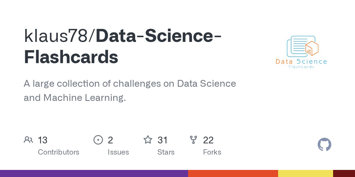 magicklaus's tweet card. A large collection of challenges on Data Science and Machine Learning. - klaus78/Data-Science-Flashcards