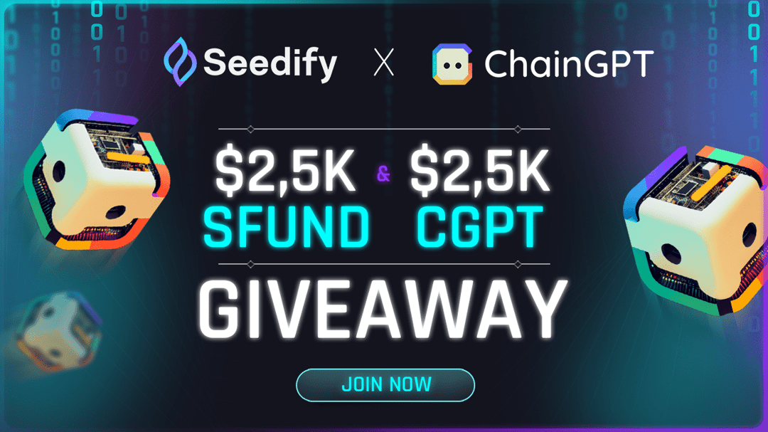 SeedifyFund's tweet card. Unleashing the power of blockchain AI! ChainGPT is an advanced AI model designed for Blockchain & Crypto. No-code smart-contract programming, market analysis, and more. ------- Seedify will take the...