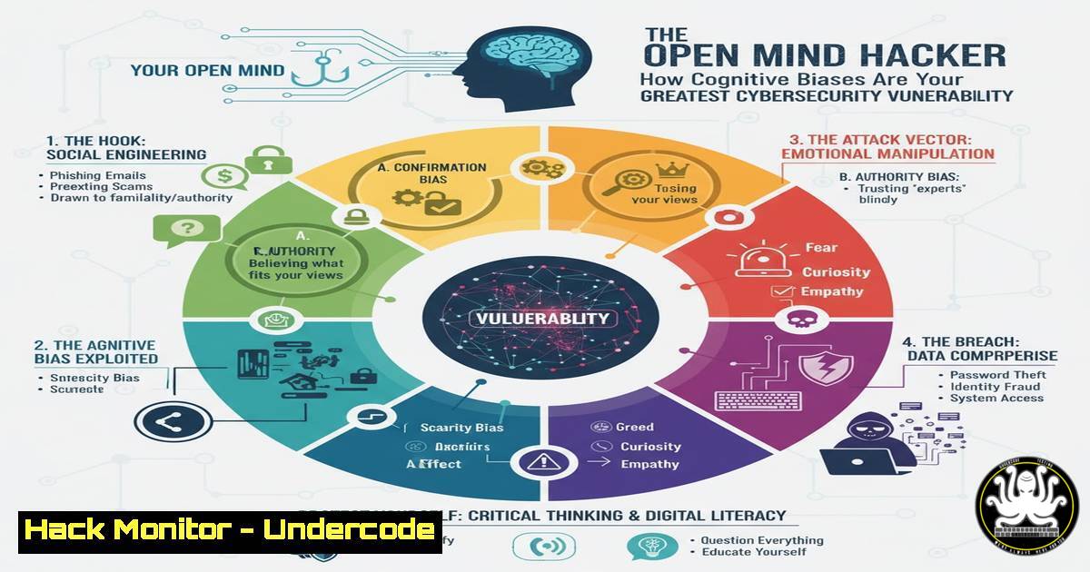 UndercodeUpdate's tweet card. The Open Mind Hacker: How Cognitive Biases Are Your Greatest Cybersecurity Vulnerability - "Undercode Testing": Monitor hackers like a pro. Get real-time