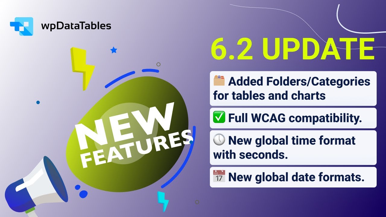wpdatatables's tweet card. NEW UPDATE: wpDataTables 6.2 version Tables and Charts WordPress...