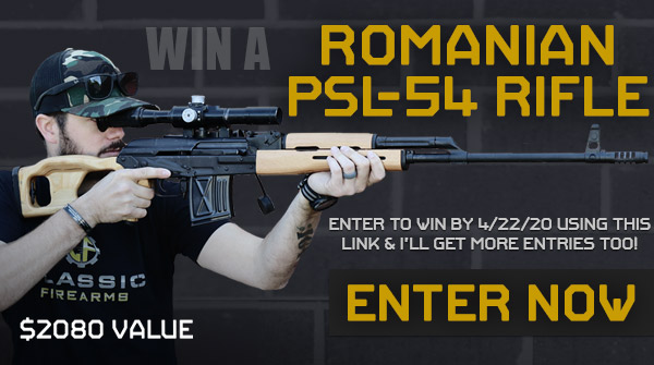 McProgramming's tweet card. Win A Romanian PSL-54 Rifle w/ Original 4x24 Power Scope
