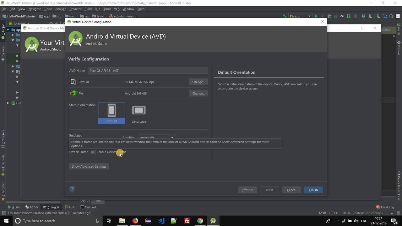 tutorialkart's tweet card. AVD Manager - Create new Android Virtual Device