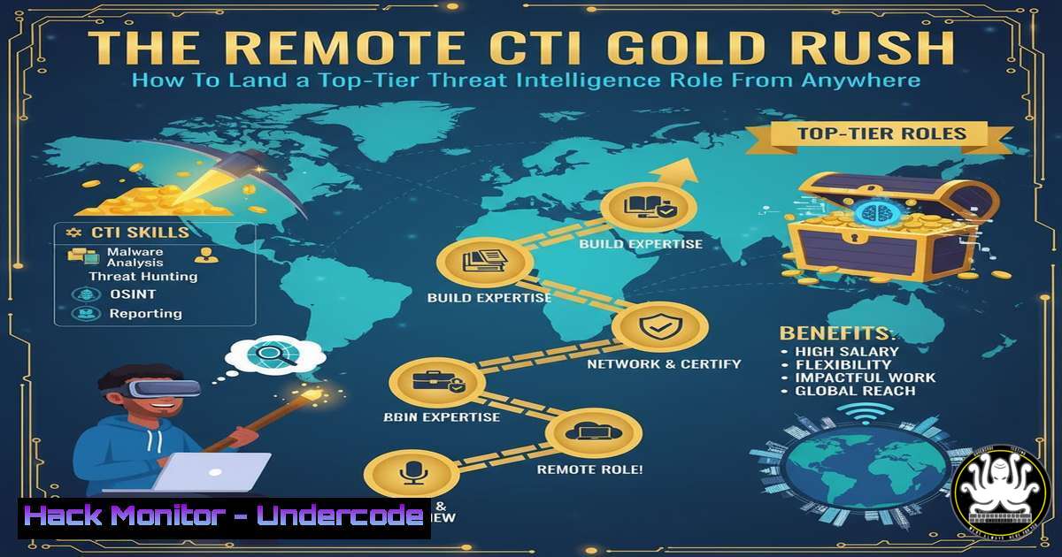UndercodeUpdate's tweet card. The Remote CTI Gold Rush: How To Land a Top-Tier Threat Intelligence Role From Anywhere - "Undercode Testing": Monitor hackers like a pro. Get real-time