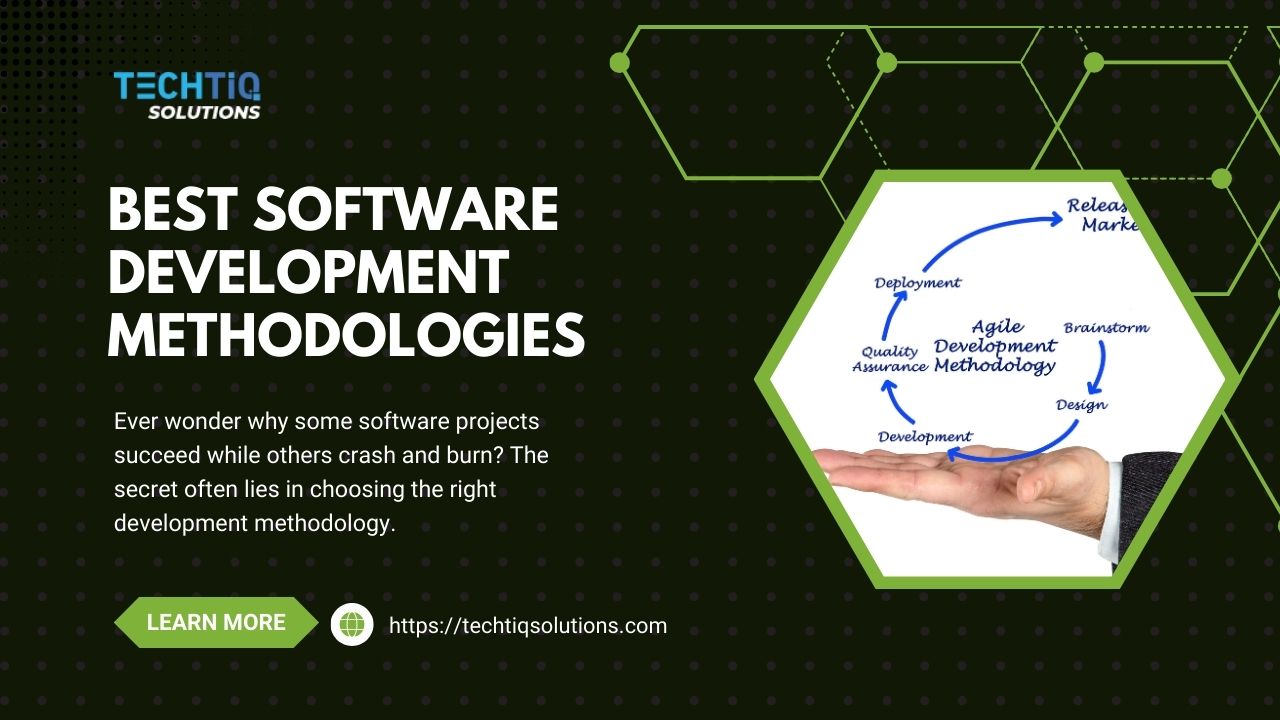 TechTIQ_'s tweet card. Discover the 15 best software development methodologies to streamline your projects, enhance efficiency, and boost team collaboration.