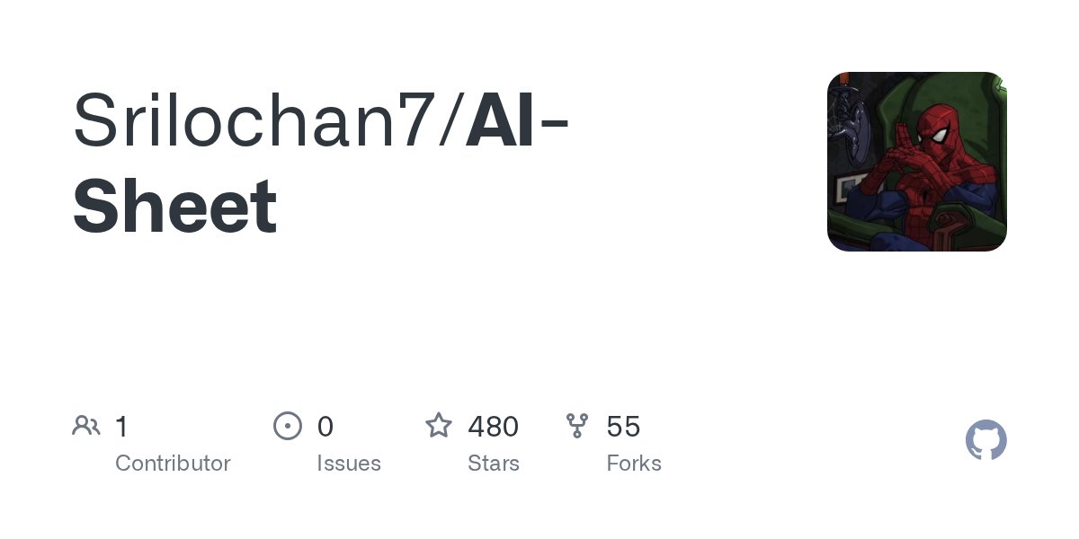 code_anshu's tweet card. Contribute to Srilochan7/AI-Sheet development by creating an account on GitHub.