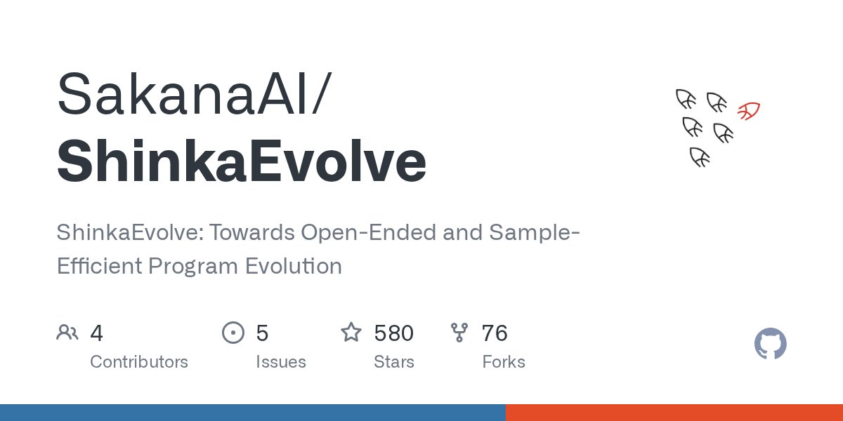 hardmaru's tweet card. ShinkaEvolve: Towards Open-Ended and Sample-Efficient Program Evolution - SakanaAI/ShinkaEvolve