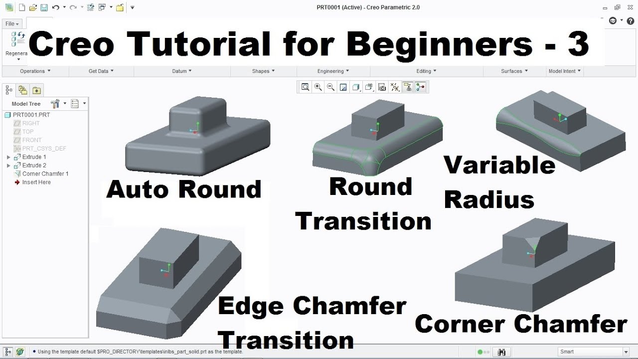 CreoTutorials's tweet card. Creo Tutorial for Beginners - 3 | Creo Round, Transition, Variable...