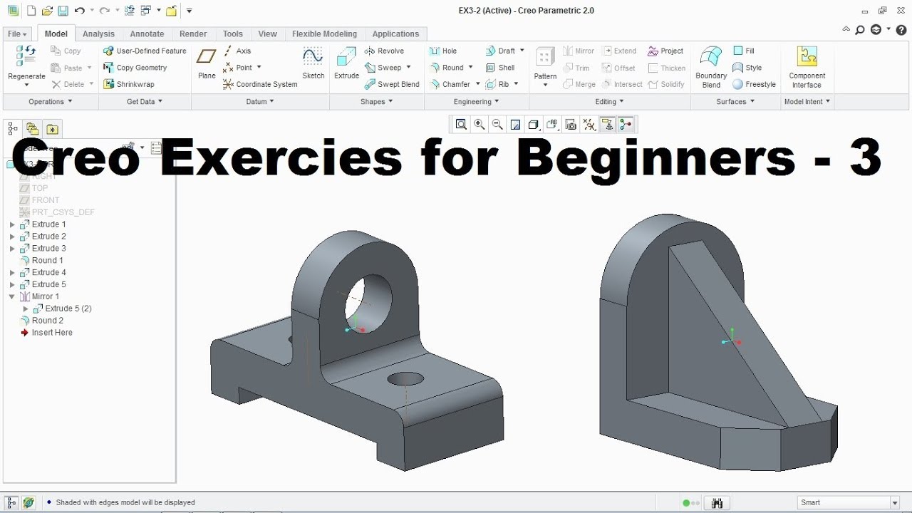 CreoTutorials's tweet card. Creo Modeling Exercises Tutorial for Beginners | Creo Practice...