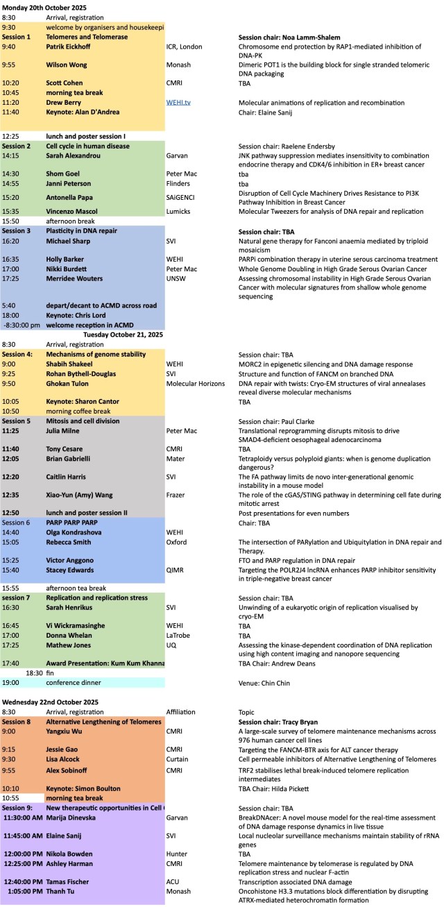 GenomeStability's tweet card. Please note that this is a preliminary schedule and is subject to change. The final conference schedule will be posted 1 week before the event.