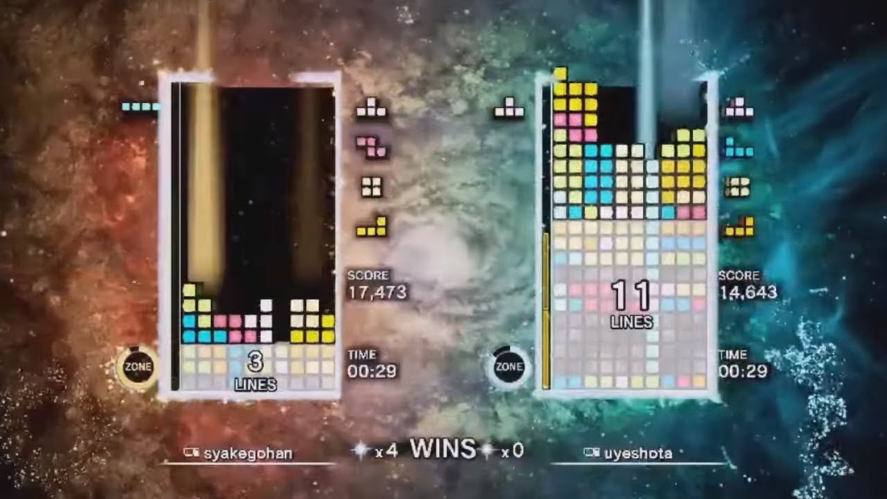 Tetris_uYen's tweet card. 【悲報】世界王者しゃけごはん、世界大会決勝でもuyeshotaをボコボコにしてしまう【TE:C】