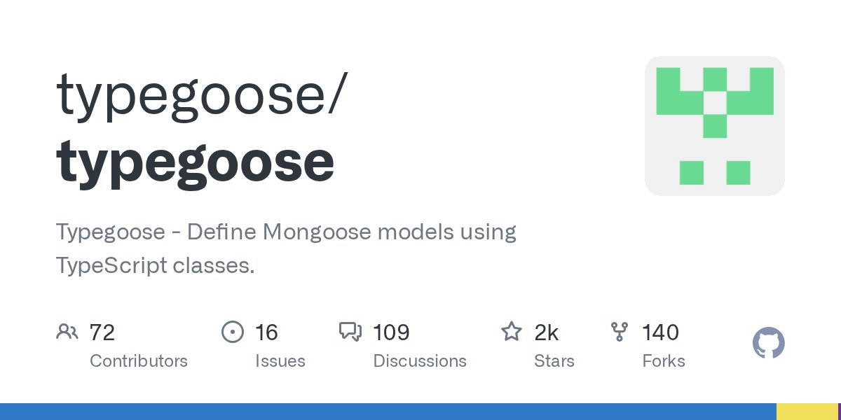 JavaScript1000's tweet card. Typegoose - Define Mongoose models using TypeScript classes. - typegoose/typegoose