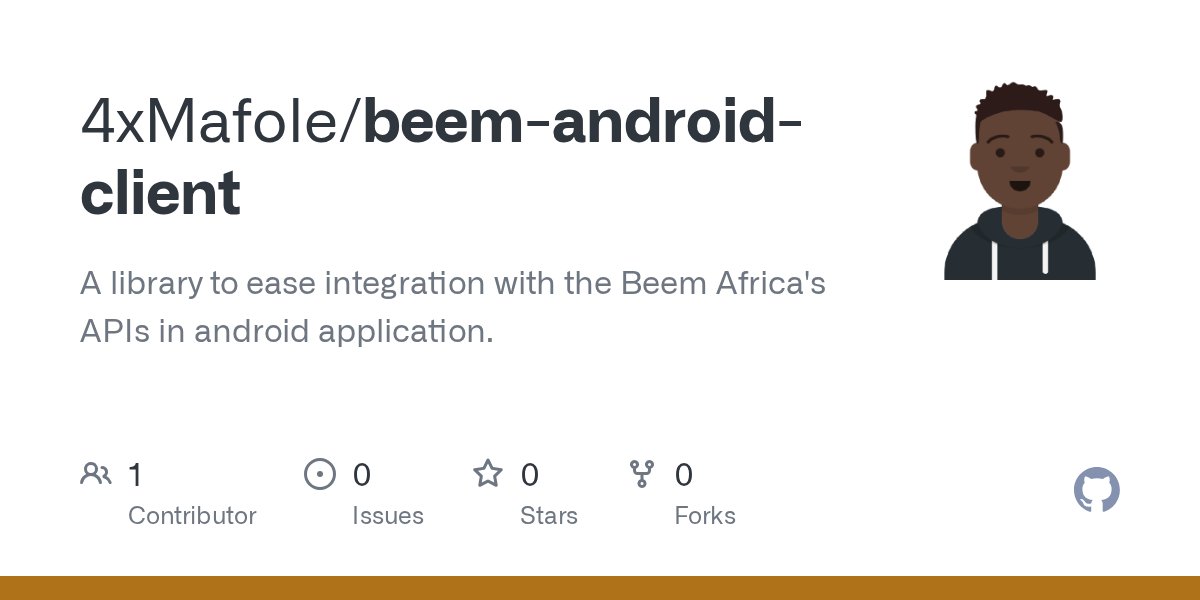 oss_java's tweet card. A library to ease integration with the Beem Africa's APIs in android application. - 4xMafole/beem-android-client