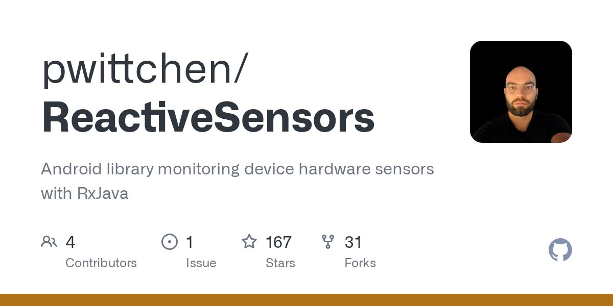oss_java's tweet card. Android library monitoring device hardware sensors with RxJava - pwittchen/ReactiveSensors