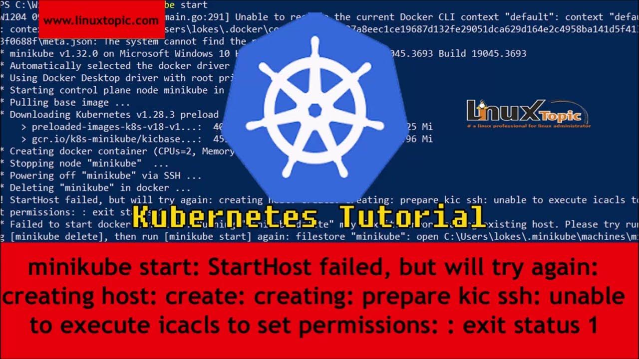lokeshc2's tweet card. kubernetes cluster: StartHost failed Error during minikube start...