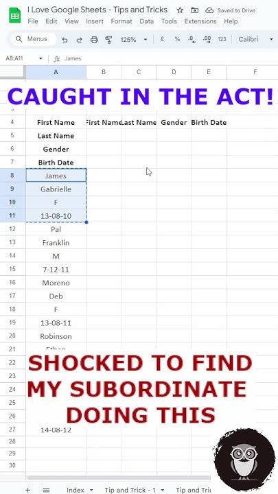 EyesCanAnalyze's tweet card. CAUGHT IN THE ACT! Google Sheet Tips and Tricks - Clean and Arrange...