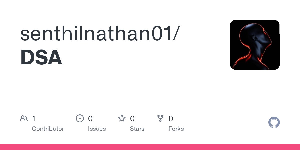 cybersenth's tweet card. Contribute to senthilnathan01/DSA development by creating an account on GitHub.