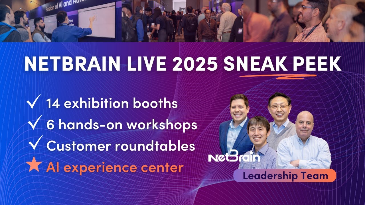 NetBrainTech's tweet card. NetBrain LIVE 2025 Sneak Peek w/ the NetBrain Leadership Team