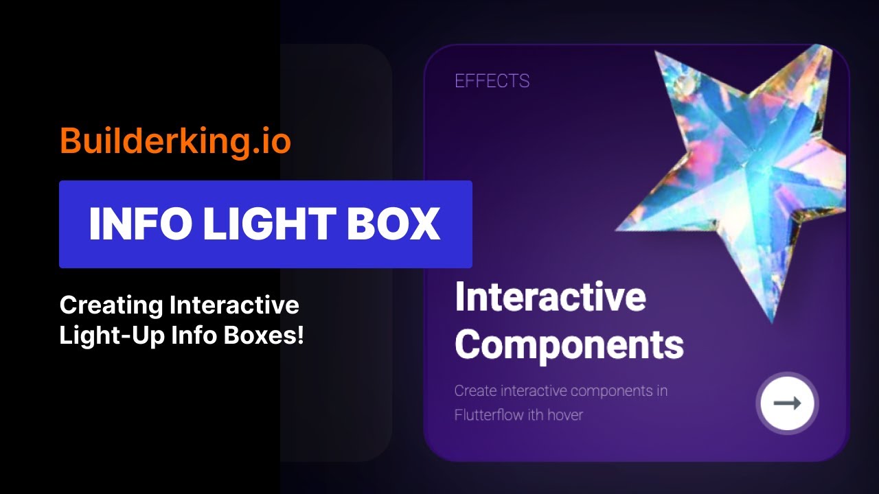 builderking_io's tweet card. Flutterflow Magic: Creating Interactive Light-Up Info Boxes!