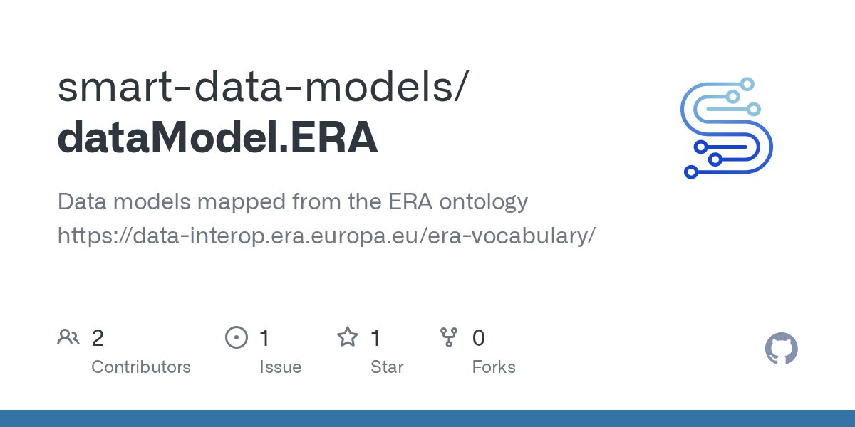SmartDataModels's tweet card. Data models mapped from the ERA ontology https://data-interop.era.europa.eu/era-vocabulary/ - smart-data-models/dataModel.ERA
