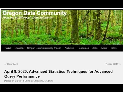 OregonSQL's tweet card. 2020 April ODC Meeting: Advanced Statistics -Techniques for Advanced...