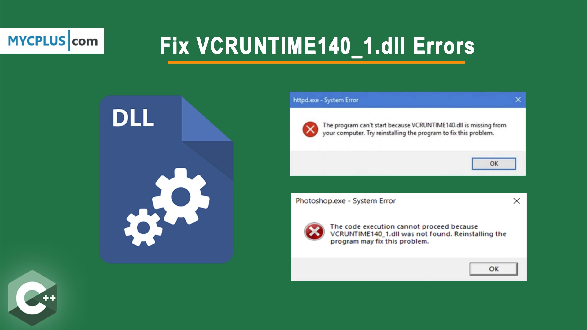 mycplus's tweet card. There are multiple ways to fix VCRUNTIME140_1.dll Errors. However, downloading the library from Microsoft and installing should fix the problem in most cases.