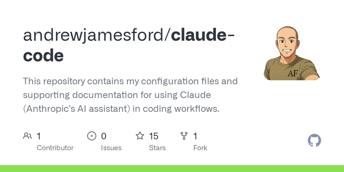 codeandrewford's tweet card. This repository contains my configuration files and supporting documentation for using Claude (Anthropic’s AI assistant) in coding workflows. - andrewjamesford/claude-code