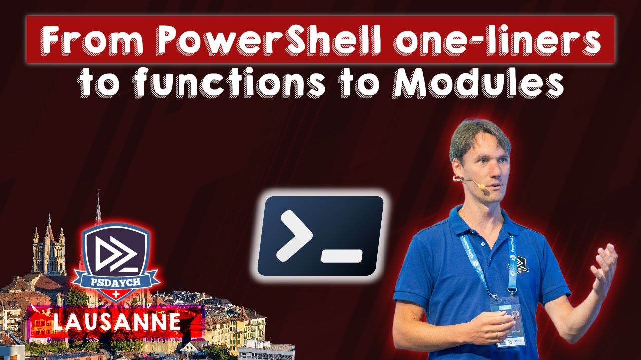 SynEdgy's tweet card. From PowerShell one liners to functions to Modules - Raimund Andree