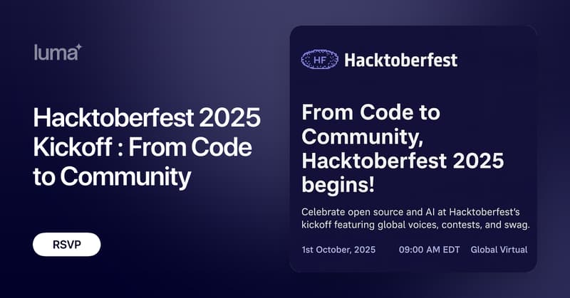 Richy_dev1's tweet card. Celebrate open source and AI at Hacktoberfest’s kickoff featuring global voices, contests, and more. Stay tuned and participate in live quizzes/contests to…