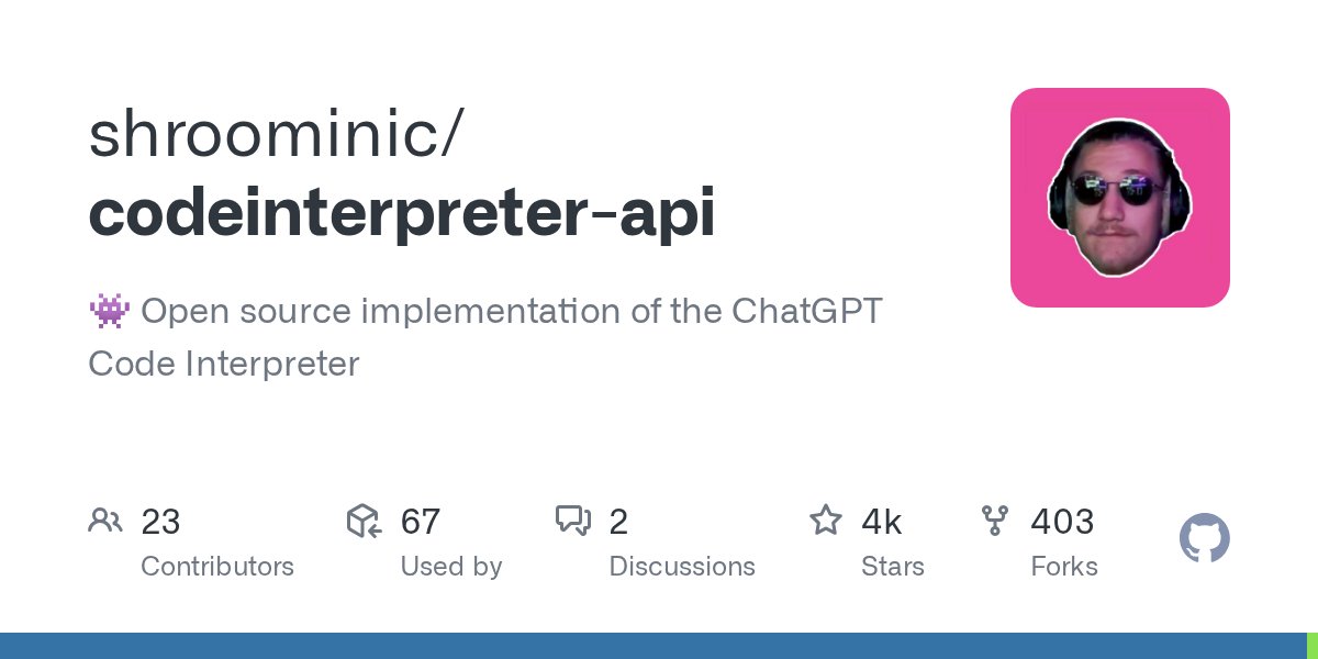 tactacgo's tweet card. 👾 Open source implementation of the ChatGPT Code Interpreter - shroominic/codeinterpreter-api