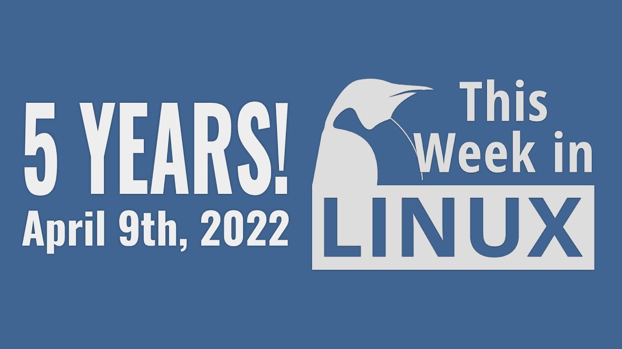 ThisWeekinLinux's tweet card. 5 Year Anniversary Celebration of This Week in Linux!!!