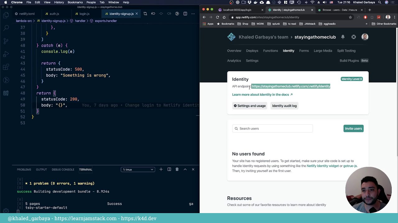 khaled_garbaya's tweet card. 02 Build a social network app using the JAMstack - CRUD