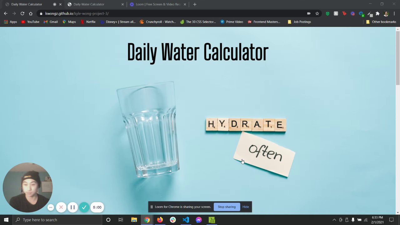 kylekodes's tweet card. Daily Water Calculator