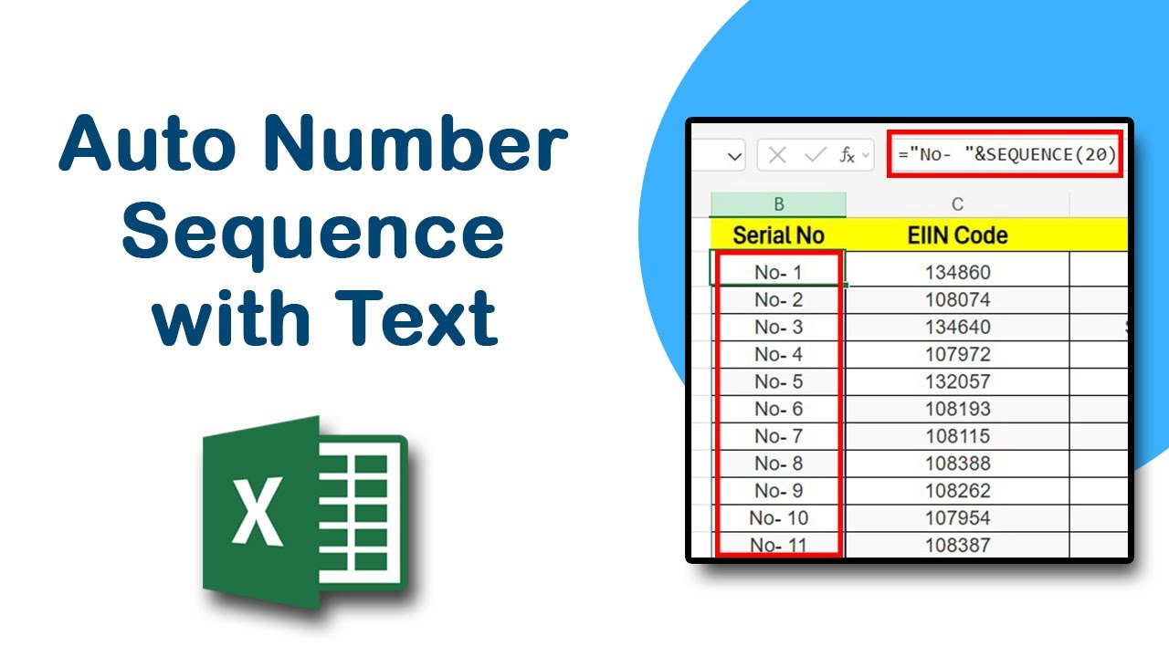 RehanaDhaka1216's tweet card. How to Create Auto Number Sequence with Text in Excel