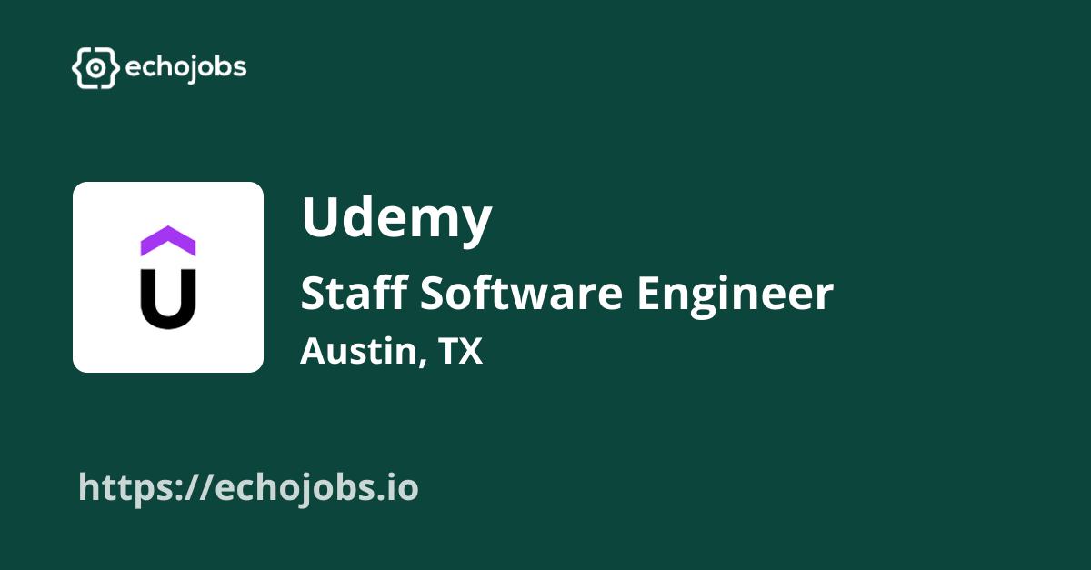 echojobs__io's tweet card. Udemy is hiring Staff Software Engineer. Skills wanted: React, TypeScript, GraphQL, CSS, Next.js. Work locations: Austin, TX.