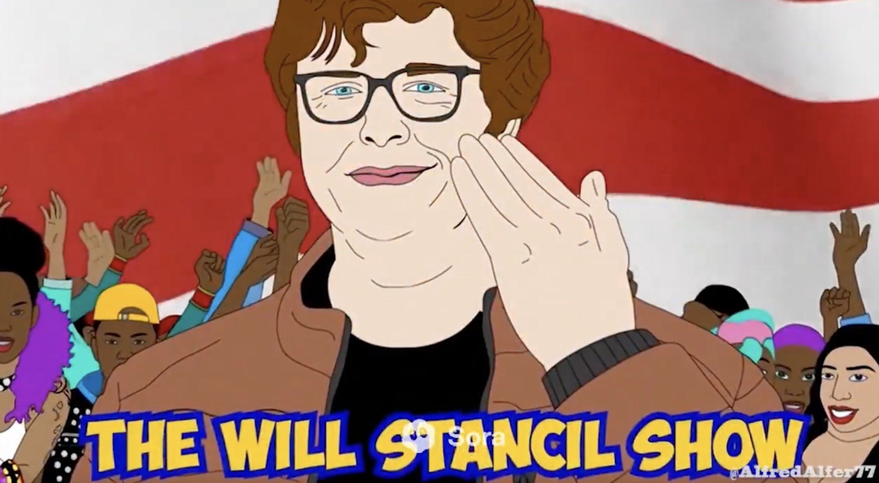 Max_Monad's tweet card. The AI-generated cartoon about Will Stancil is better than anything Comedy Central or Adult Swim has produced in the last 20 years.